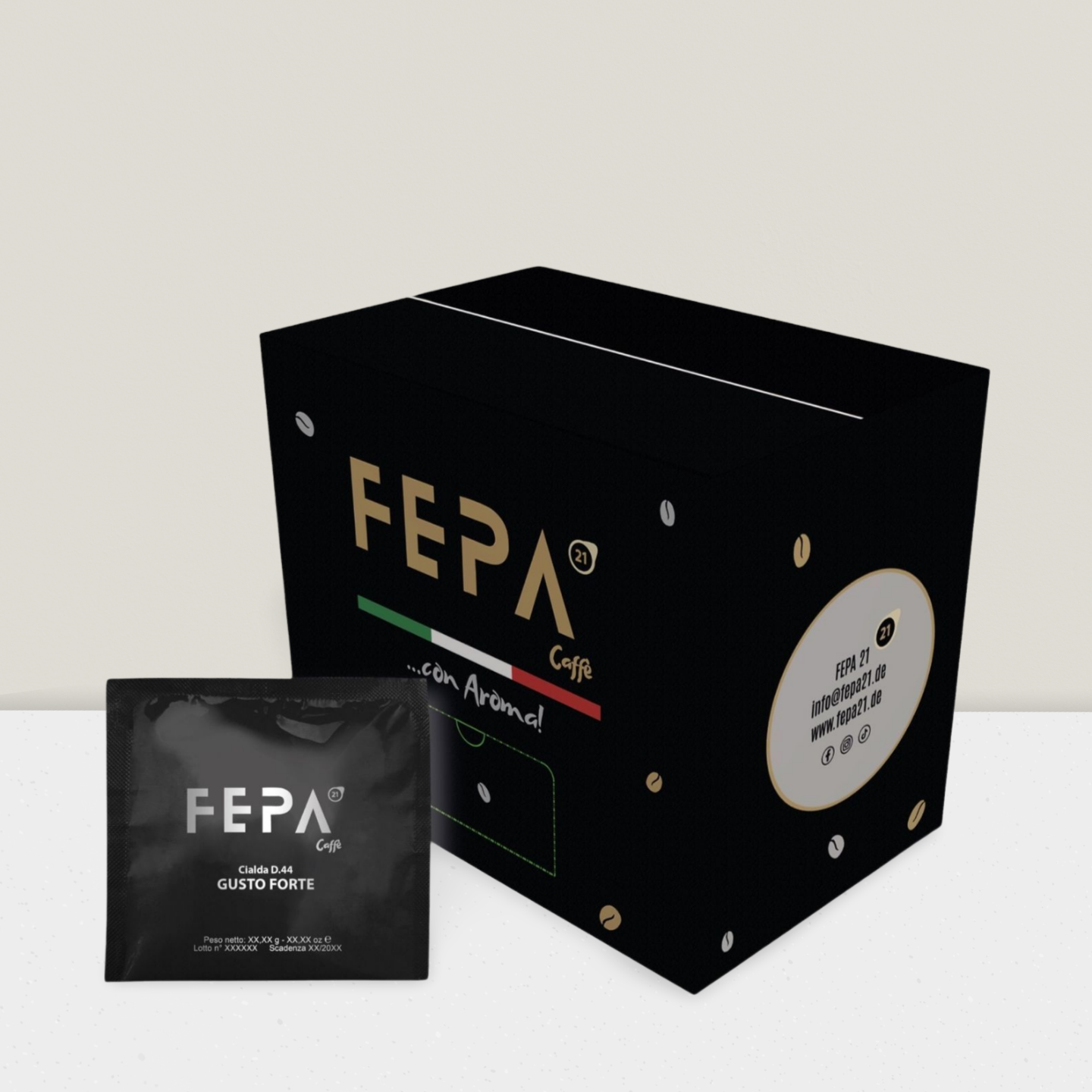 Fepa21-Kaffeepads 100 Stk. GUSTO FORTE